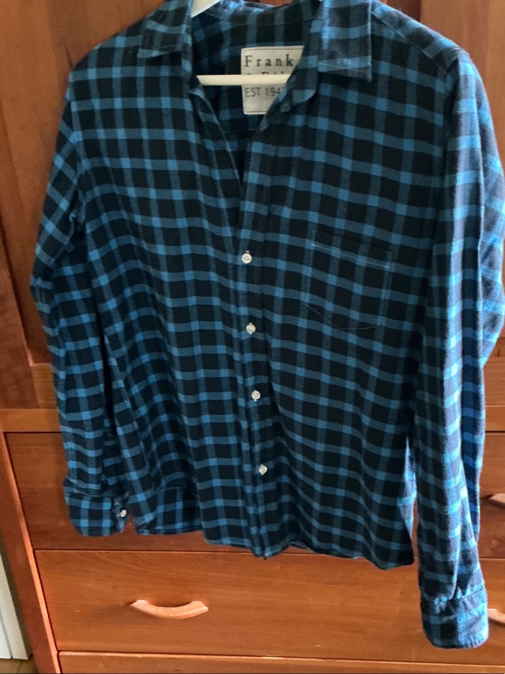 Frank & Eileen Teal and Black Plaid Button-Down Shirt